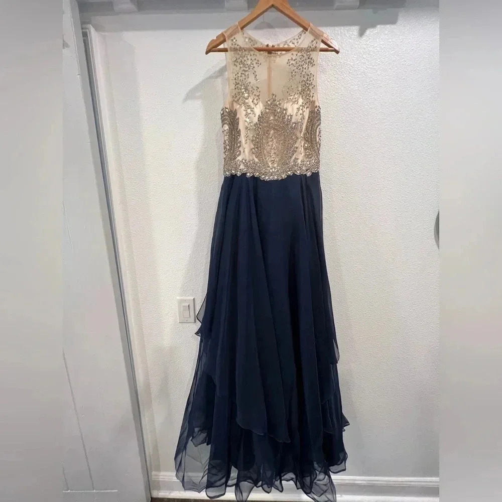 Alyce Paris dress, sz 12 altered~a 10. Beautiful crystals & navy skirt! …